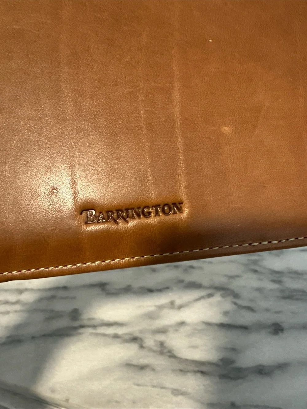 Executive Tan Leather Portfolio with Embossed Monogram